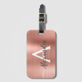 バラ金ゴールドブラシ仕上げ金属モノグラム名とイニシャル ラゲッジタグ (正面縦)