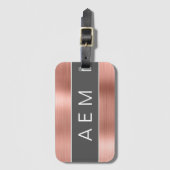 バラ金ゴールドブラシ仕上げ金属モノグラム名とイニシャル ラゲッジタグ (正面縦)