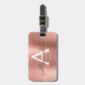 バラ金ゴールドブラシ仕上げ金属モノグラム名とイニシャル ラゲッジタグ (正面縦)