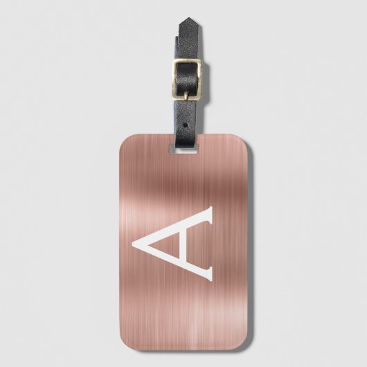 バラ金ゴールドブラシ仕上げ金属モノグラム名とイニシャル ラゲッジタグ (正面縦)