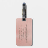 バラ金ゴールドブラシ仕上げ金属モノグラム名スクリプト ラゲッジタグ (裏面縦)