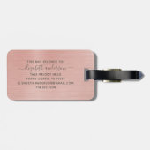 バラ金ゴールドブラシ仕上げ金属モノグラム名スクリプト ラゲッジタグ (裏面横)