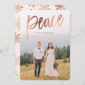 バラ金ゴールドブラシ付きオーバーレイホリディフォトカード シーズンカード (正面/裏面)