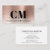 バラ金ゴールドブラシ付き金属はっきりしたタイポグラフィモノグラム 名刺 (正面/裏面)