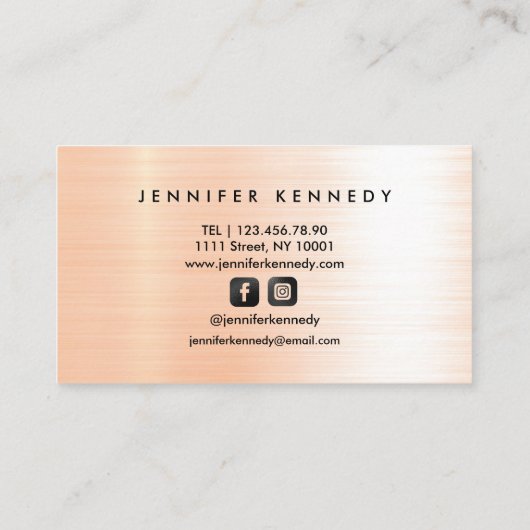 バラ金ゴールドブラシ付き金属エレガント赤面モノグラム 名刺 (裏面)