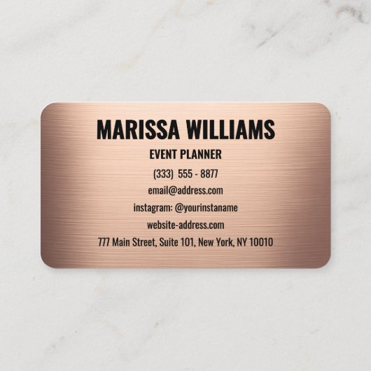 バラ金ゴールドブラシ処理メタリック名刺 名刺 (裏面)