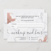 バラ金ゴールドブラシ大理石エレガントギフト証明書 (裏面)