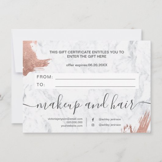 バラ金ゴールドブラシ大理石エレガントギフト証明書 (裏面)