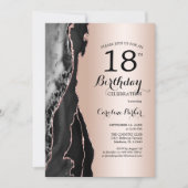 バラ金ゴールドブラックアゲート18誕生日 招待状 (正面)