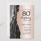 バラ金ゴールドブラックアゲート80誕生日 招待状 (正面)