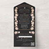 バラ金ゴールドブラックアールヌーボーQRコード結婚ズ オールインワン招待状 (内側)