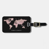 バラ金ゴールドブラックウォーターカラーワールドマップ名前をカスタムする ラゲッジタグ (正面横)