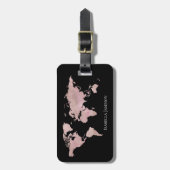 バラ金ゴールドブラックウォーターカラーワールドマップ名前をカスタムする ラゲッジタグ (正面縦)