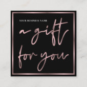 バラ金ゴールドブラックエレガントビジネスロゴギフト券 スクエア名刺 (正面)