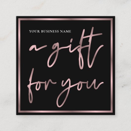 バラ金ゴールドブラックエレガントビジネスロゴギフト券 スクエア名刺 (正面)