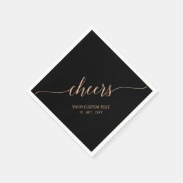 バラ金ゴールドブラックエレガントレタリングスタイリッシュ応援 スタンダードカクテルナプキン