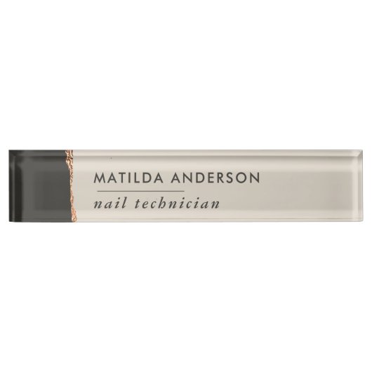 バラ金ゴールドブラックガーリーエレガントシモダンック デスクネームプレート (正面)