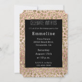 バラ金ゴールドブラックグラムグリッターレオパード 招待状 (正面)