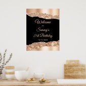 バラ金ゴールドブラックグラムティアーズ誕生日ウェルカム ポスター (キッチン)