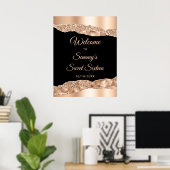 バラ金ゴールドブラックグラムティアーズSweet sixteen歓迎 ポスター (ホームオフィス)