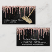 バラ金ゴールドブラックグリッタードライバクリーニングサービス 名刺 (正面/裏面)