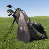 バラ金ゴールドブラックグリッタードリップモノグラム名 ゴルフタオル (グリーン)