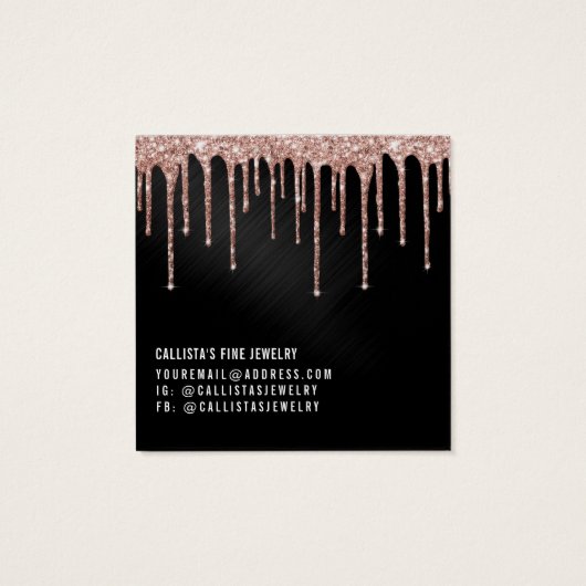 バラ金ゴールドブラックグリッタードリップロゴネックレスディスプレイ (裏面)