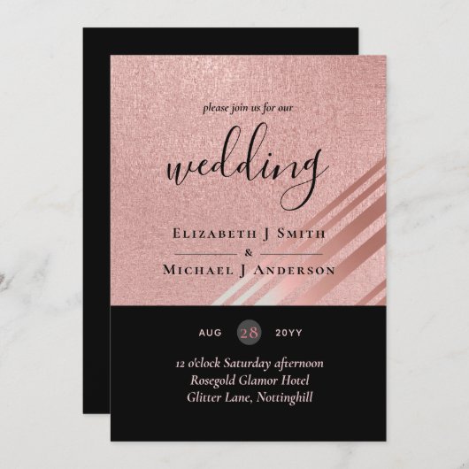 バラ金ゴールドブラックグリッターフォイルルック結婚ズ (正面/裏面)