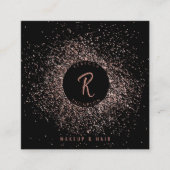 バラ金ゴールドブラックグリッターメイクアップヘアQRコード スクエア名刺 (正面)