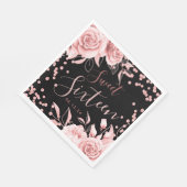 バラ金ゴールドブラックスウィート16グリッター紙吹雪フローラ スタンダードランチョンナプキン (角)