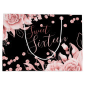 バラ金ゴールドブラックスウィート16グリッター紙吹雪フローラ ラージペーパーバッグ (裏面)