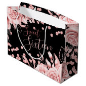 バラ金ゴールドブラックスウィート16グリッター紙吹雪フローラ ラージペーパーバッグ (裏面アングル)