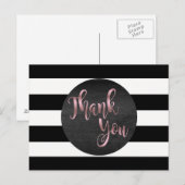 バラ金ゴールドブラックストライプのサンキュー結婚ズ ポストカード (正面/裏面)