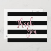 バラ金ゴールドブラックストライプのサンキュー結婚ズ ポストカード (正面/裏面)