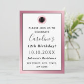 バラ金ゴールドブラックテニスボールかわいいアスレチックガーリースポーツ 招待状 (スタンド正面)