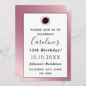 バラ金ゴールドブラックテニスボールかわいいアスレチックガーリースポーツ 招待状 (正面/裏面)