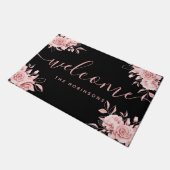 バラ金ゴールドブラックフローラウェルカムファミリーネームドアマ ドアマット (アングル)