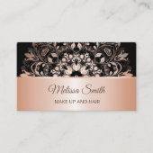 バラ金ゴールドブラックフローラマンダラメイクアップと髪 名刺 (正面)