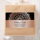 バラ金ゴールドブラックフローラモダン曼荼羅 ラベル (インサイチュ)