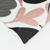 バラ金ゴールドブラックフローラリーフイラストレーションパターン フリースブランケット (角)