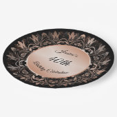 バラ金ゴールドブラックフローラ曼荼羅 ペーパープレート (アングル)