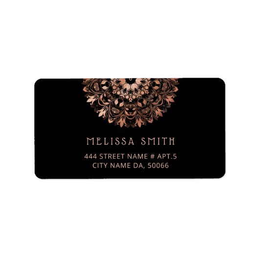 バラ金ゴールドブラックフローラ曼荼羅 ラベル (正面)