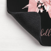 バラ金ゴールドブラックフローラ水カラーモノグラム マウスパッド (コーナー)