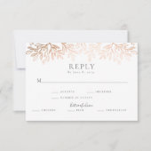 バラ金ゴールドブラックフローラ素朴タイポグラフィ結婚ズ 出欠カード (正面)