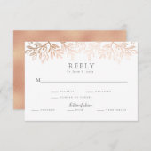 バラ金ゴールドブラックフローラ素朴タイポグラフィ結婚ズ 出欠カード (正面/裏面)