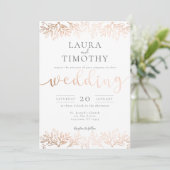 バラ金ゴールドブラックフローラ素朴タイポグラフィ結婚ズ 招待状 (スタンド正面)