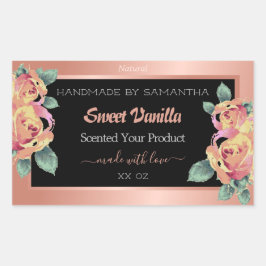 バラ金ゴールドブラックフローリッシュ製品の包装ラベル 長方形シール