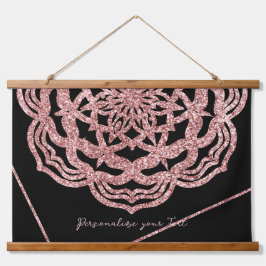 バラ金ゴールドブラックマンダラトリップ（幻覚体験）のようなーサイケデリックヒッピー 吊り下げ型タペストリー