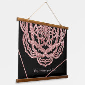 バラ金ゴールドブラックマンダラトリップ（幻覚体験）のようなーサイケデリックヒッピー 吊り下げ型タペストリー (傾斜あり)