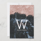 バラ金ゴールドブラックマーブルグリッター任意の年誕生日 招待状 (裏面)